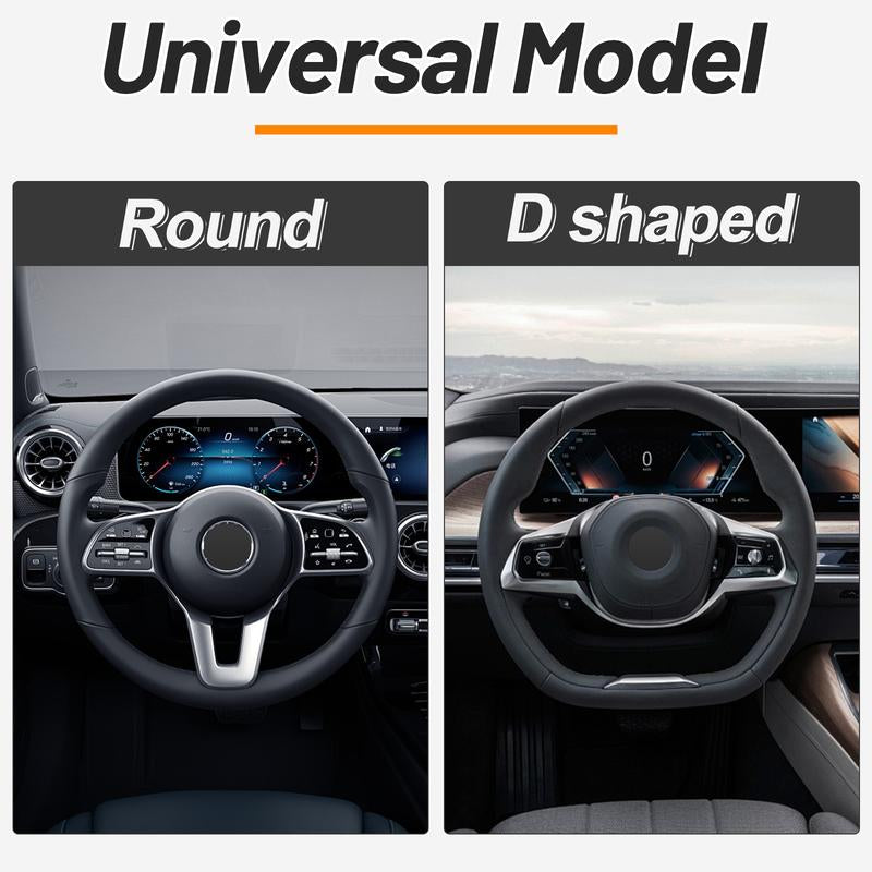 KAFEEK Elastic Stretch Steering Wheel Cover,Warm in Winter and Cool in Summer, Universal 15 Inch, Microfiber Breathable Ice Silk, Anti-Slip, Black