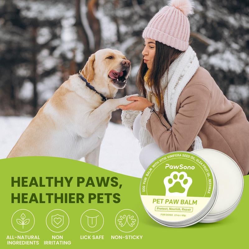 Dog Paw Balm for Dogs & Cats - Natural Ingredients, Moisturizer & Soother for Dry Cracked Paws & Noses, 2Oz, Lick-Safe Formula
