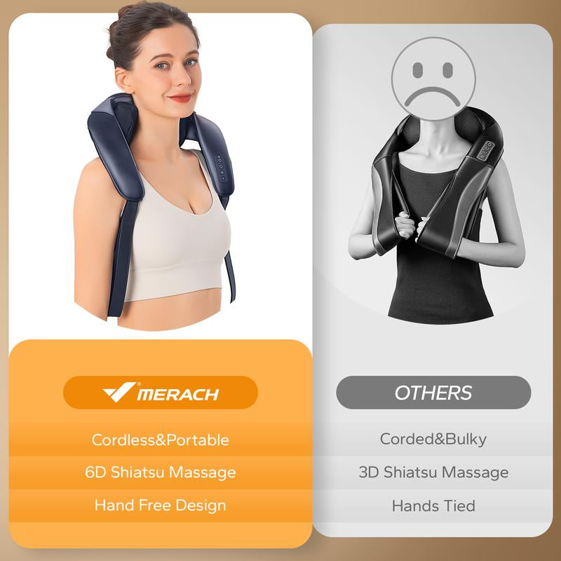 MERACH Shiatsu Neck and Back Massager Electric Shoulder Massager Car Neck Massage Leg Massage, Relieve Muscle Pain Perfect Present for Family