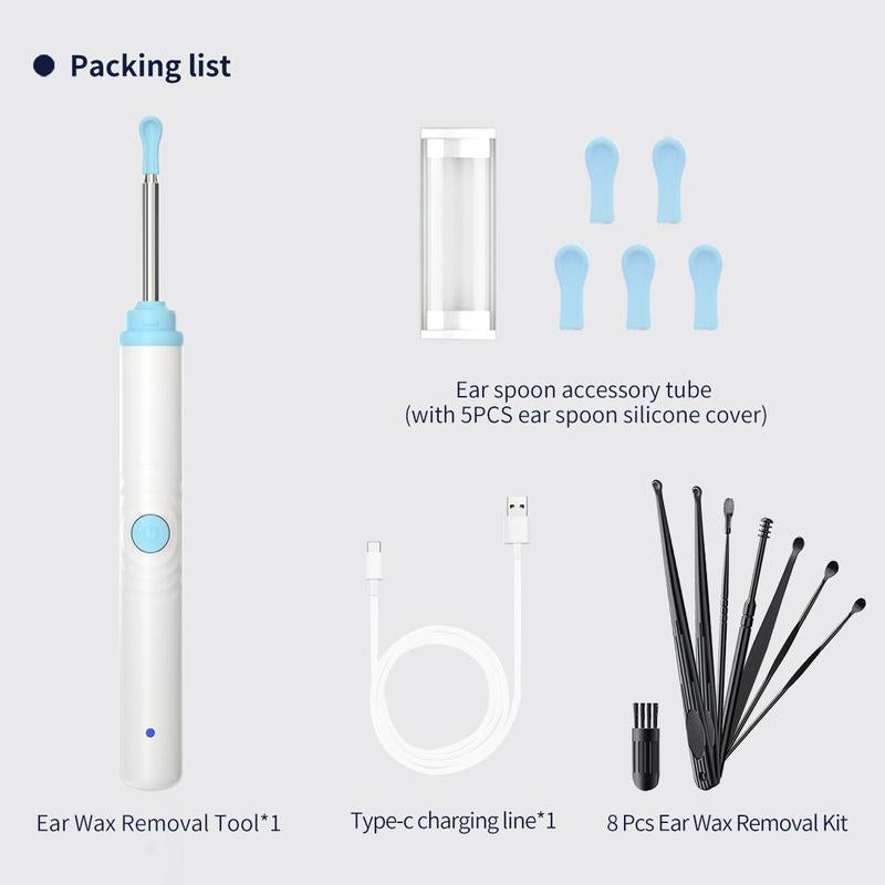 Silicone Ear Hygiene Set, HD Visual Earwax Removal Tool with Camera, 1296P HD Camera Ear Cleaner, Compatible with Iphone and Android Phones, Springtok, Spring Gift Set