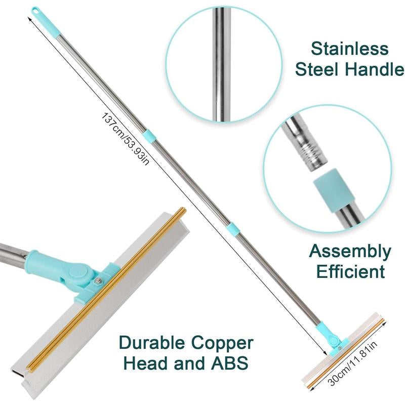 Pet Hair Remover, Adjustable Long Handle Pet Hair Removal Scraper Brush for Dog and Cat, Reusable Fur Broom for Car Furniture Mat Stairs