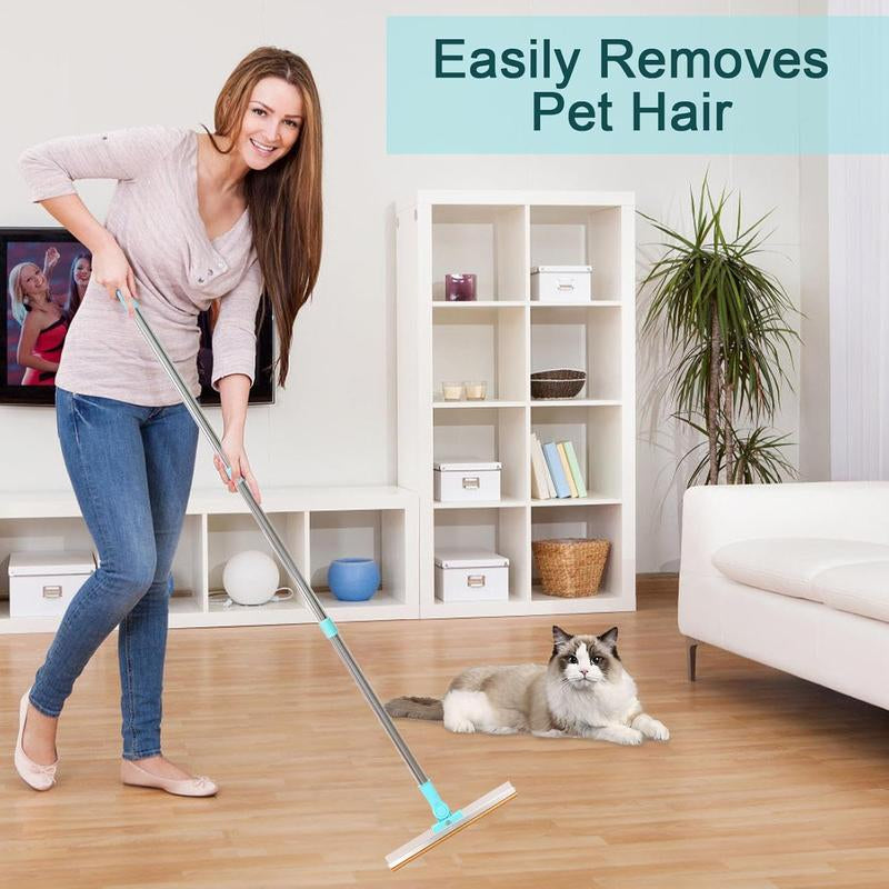 Pet Hair Remover, Adjustable Long Handle Pet Hair Removal Scraper Brush for Dog and Cat, Reusable Fur Broom for Car Furniture Mat Stairs