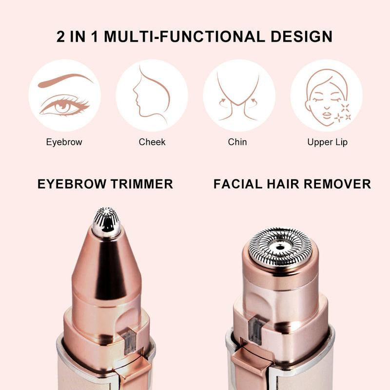 Electric Eyebrow Trimmer,Rechargeable 2 in 1 Facial Hair Trimmer,Portable Lady Shaver for Lip Facial Body Hair Removal Tool