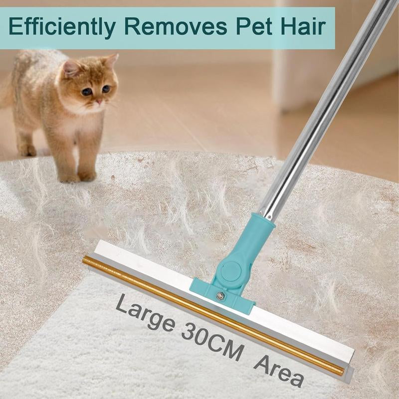Pet Hair Remover, Adjustable Long Handle Pet Hair Removal Scraper Brush for Dog and Cat, Reusable Fur Broom for Car Furniture Mat Stairs