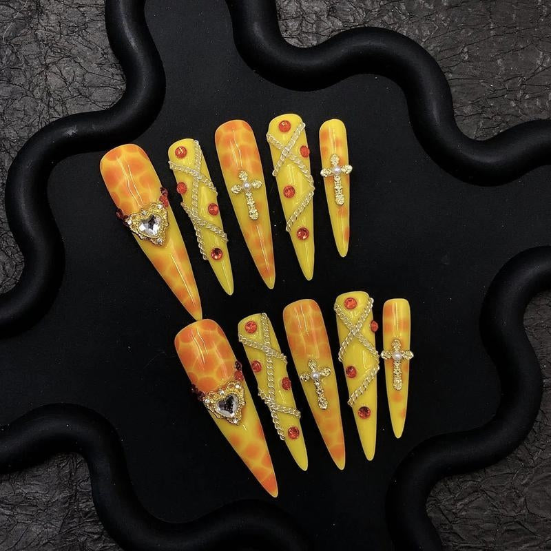 「Black Friday」Handmade 10Pcs Hot Girl Nail Set: Bold & Edgy Styles for a Fierce Look Radiant Salon Quality at Home Easy to Apply Instant Manicure