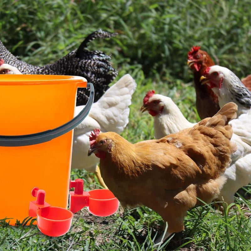 Pack 10 Chicken Waterer Cups,Chicken Feeder Cup for Chicken Duck Turkey ,3/8 Inch Thread Automatic Filling,Solution for Poultry Watering (10)