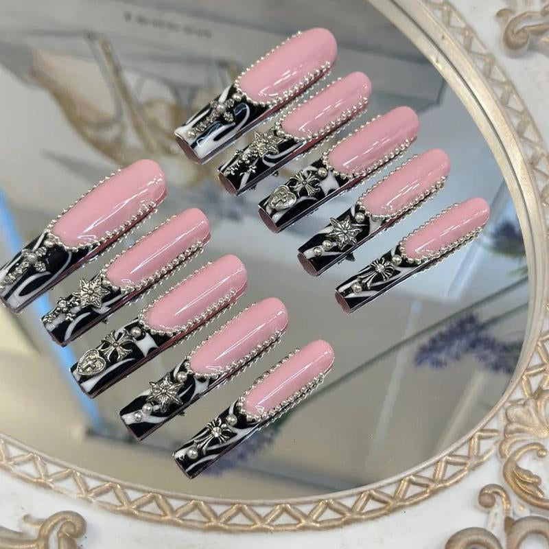 「Black Friday」Handmade 10Pcs Hot Girl Nail Set: Bold & Edgy Styles for a Fierce Look Radiant Salon Quality at Home Easy to Apply Instant Manicure