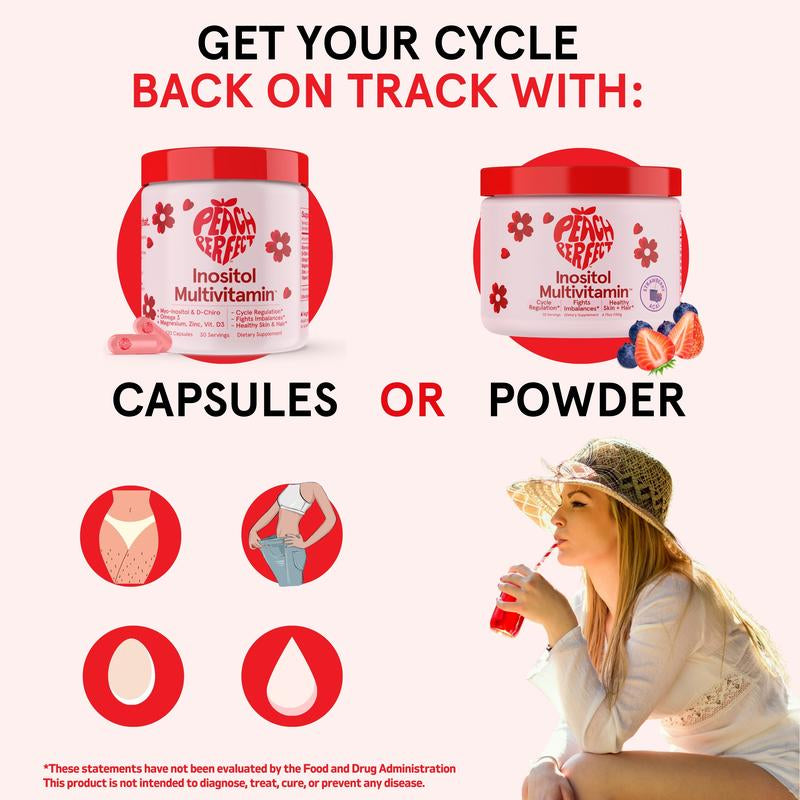 Peach Perfect Inositol Multivitamin - Peach Perfect Myo-Inositol, D-Chiro Inositol, Omega 3 Fitness Healthcare