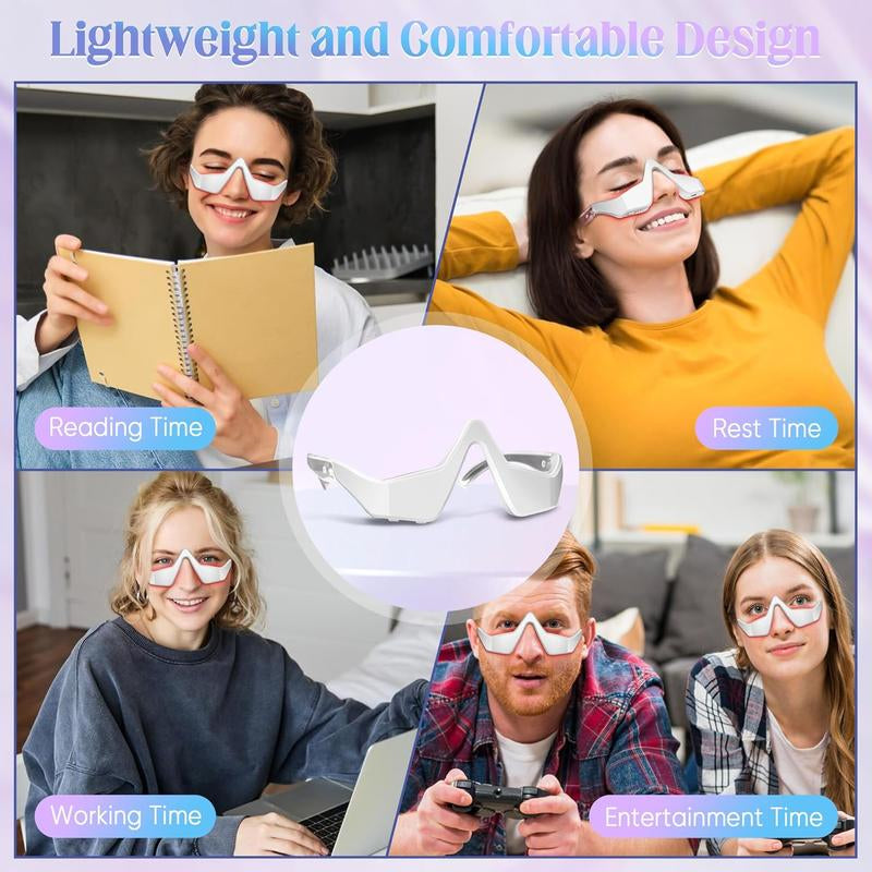 Red Light Massage Glasses for Fundus, 2 Modes, with Eye Massage
