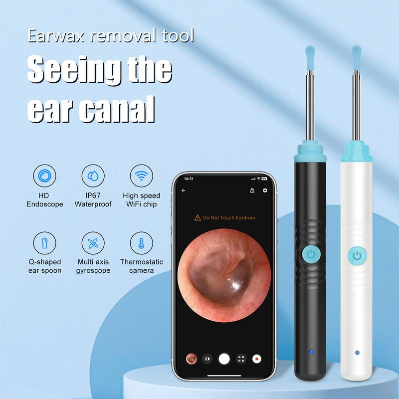 Silicone Ear Hygiene Set, HD Visual Earwax Removal Tool with Camera, 1296P HD Camera Ear Cleaner, Compatible with Iphone and Android Phones, Springtok, Spring Gift Set