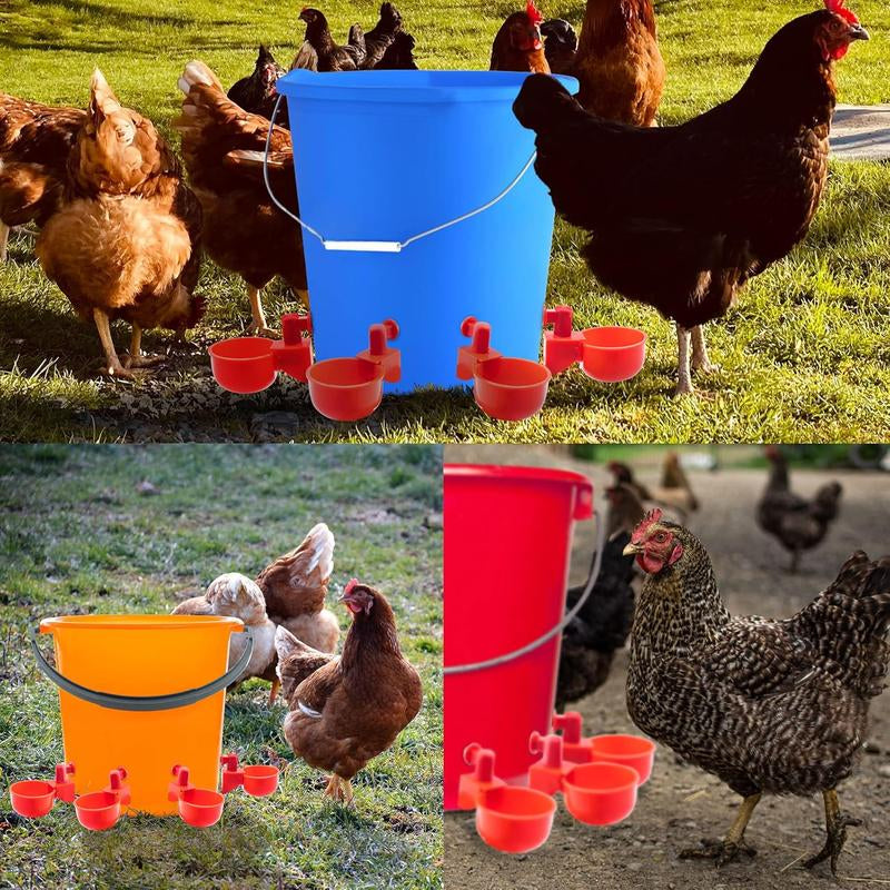 Pack 10 Chicken Waterer Cups,Chicken Feeder Cup for Chicken Duck Turkey ,3/8 Inch Thread Automatic Filling,Solution for Poultry Watering (10)