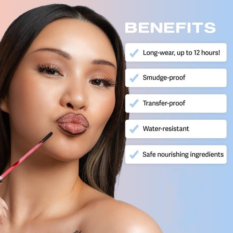Peel off Lip Liner Tattoo, Long Lasting Peel off Lip Stain, Waterproof Semi-Permanent Lip Tint Lipstick, Highly Pigmented Matte Lip Gloss Eyeliner