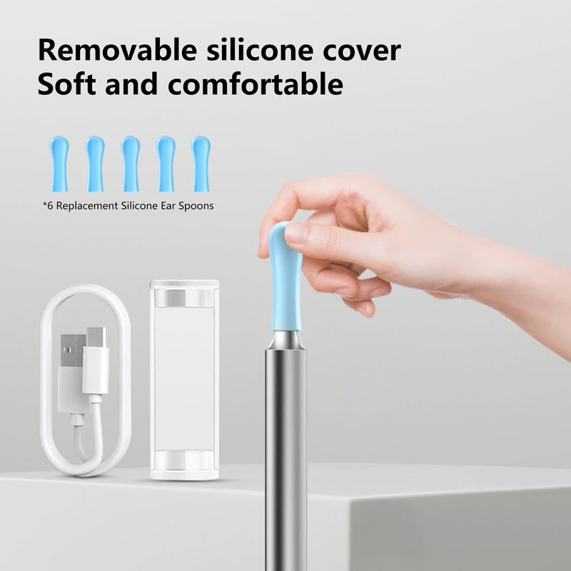 Silicone Ear Hygiene Set, HD Visual Earwax Removal Tool with Camera, 1296P HD Camera Ear Cleaner, Compatible with Iphone and Android Phones, Springtok, Spring Gift Set