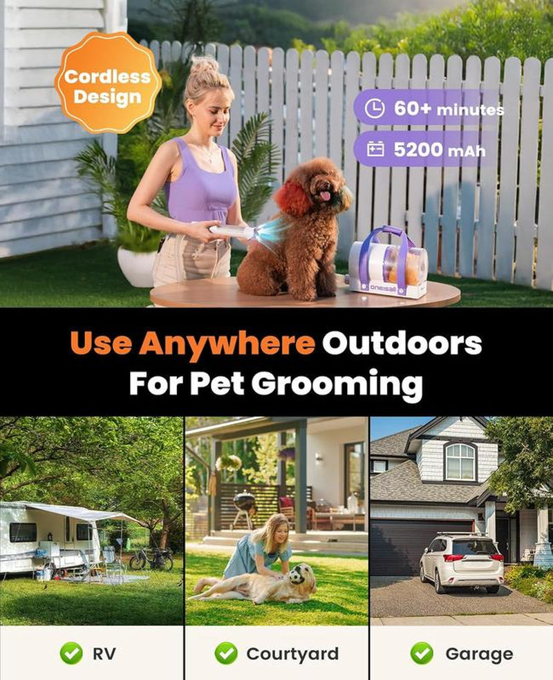 Comfy C1 Cordless Smart Pet Grooming Vacuum, Quiet Pet Grooming Vacuum with Pet Clipper Nail Grinder, 2L Dust Cup Dog Brush Vacuum with 4 Pet Grooming Tools for Shedding Pet Hair, Home Cleaning