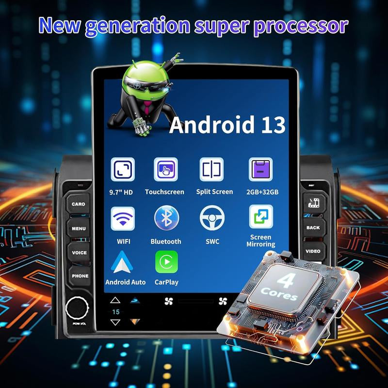 Ford F150 2009-2014 Android 13 Car Stereo Upgrade - 9.7" Wireless Carplay, Android Auto, GPS Navigation, Bluetooth, SWC, Backup Camera