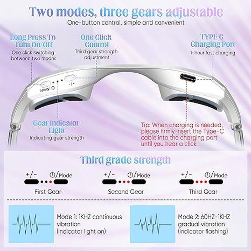 Red Light Massage Glasses for Fundus, 2 Modes, with Eye Massage