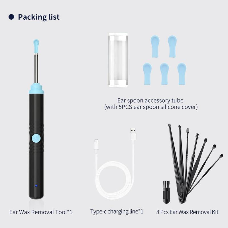 Silicone Ear Hygiene Set, HD Visual Earwax Removal Tool with Camera, 1296P HD Camera Ear Cleaner, Compatible with Iphone and Android Phones, Springtok, Spring Gift Set