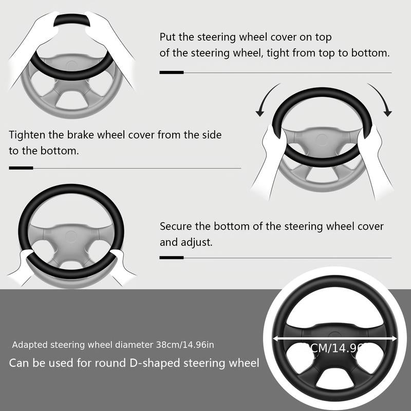 Ultra-Thin Breathable Anti-Slip Nappa Leather Steering Wheel Cover – Universal Fit for 14.5-15 Inch Wheels, Comfortable Grip, Perforated Design, Non-Slip Steering Wheel Cover