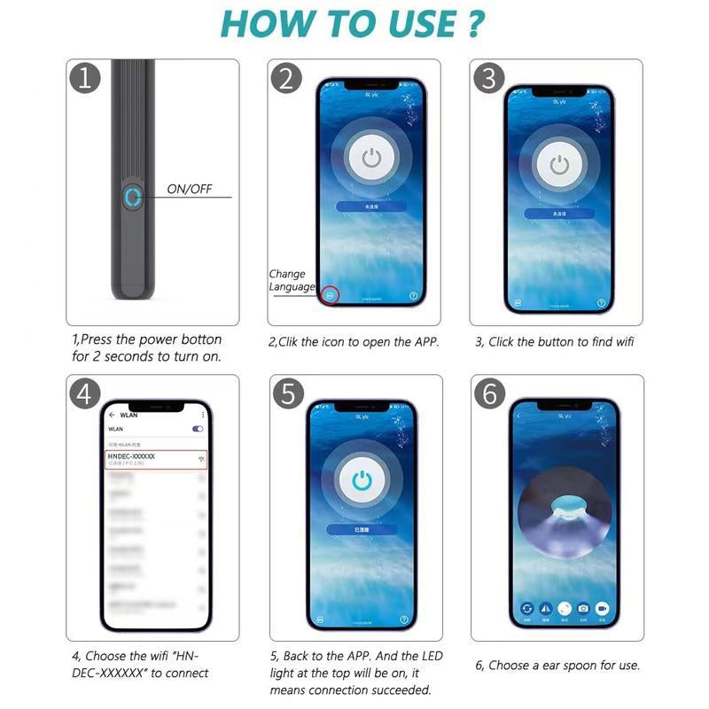 Earwax Removal Tool Set with Camera - Portable 360° Wide Angle Ear Cleaner with Type-C Rechargeable, Waterproof Endoscope Ear Cleaning Tool for Iphone and Android Phones, Christmas Gift, Winter Gift Set, New Year Gift, Stocking Fillers