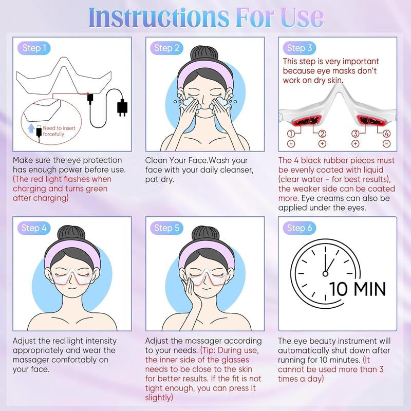 Red Light Massage Glasses for Fundus, 2 Modes, with Eye Massage