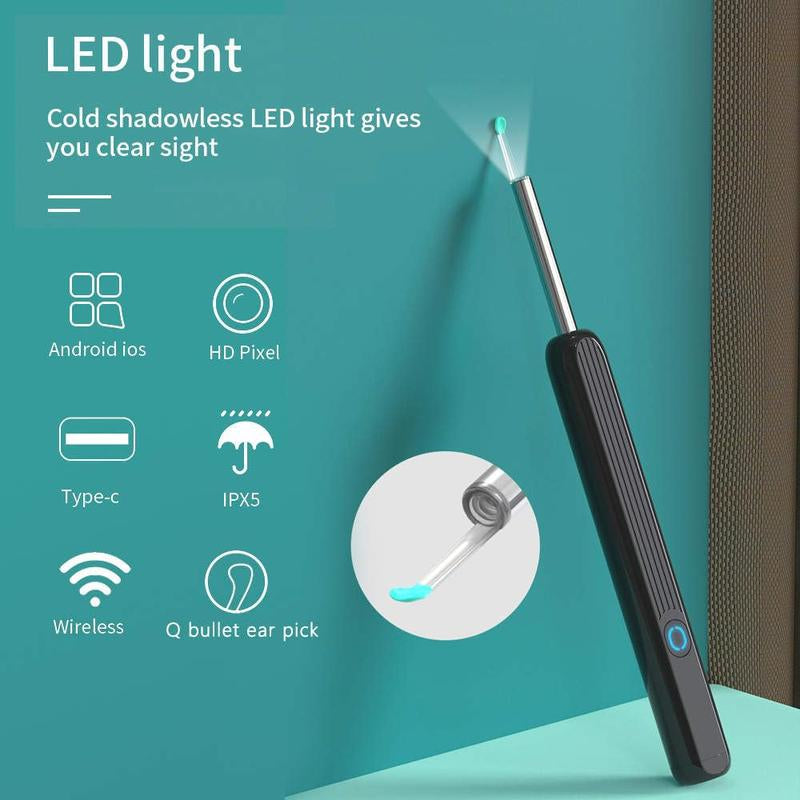 Earwax Removal Tool Set with Camera - Portable 360° Wide Angle Ear Cleaner with Type-C Rechargeable, Waterproof Endoscope Ear Cleaning Tool for Iphone and Android Phones, Christmas Gift, Winter Gift Set, New Year Gift, Stocking Fillers