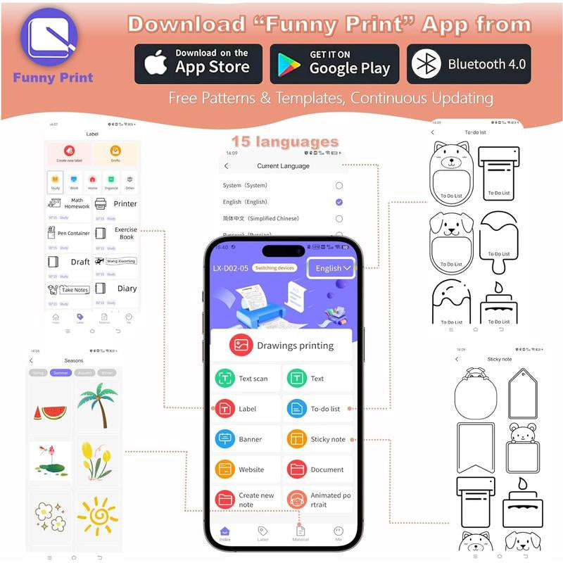 Graffiti New Mini Printer, Photo Printer, Error Sorting Machine, Small Home Portable Printer, Wireless Bluetooth Printer, Complete Accessories, Printing