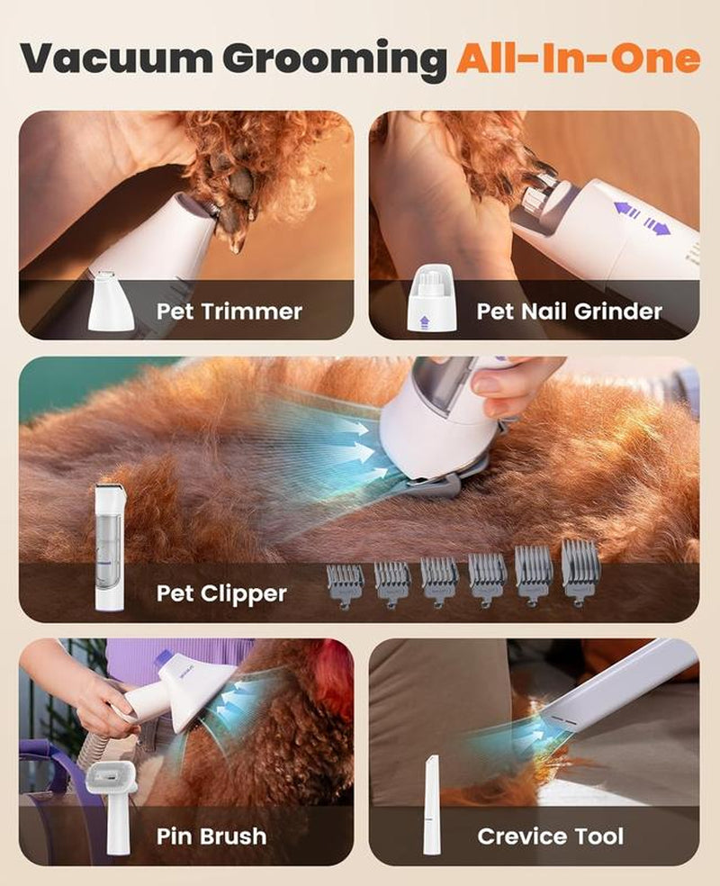 Comfy C1 Cordless Smart Pet Grooming Vacuum, Quiet Pet Grooming Vacuum with Pet Clipper Nail Grinder, 2L Dust Cup Dog Brush Vacuum with 4 Pet Grooming Tools for Shedding Pet Hair, Home Cleaning