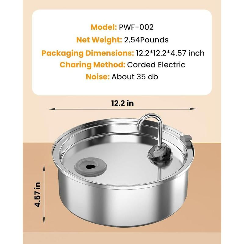 Dog Water Bowl Dispenser,7L Quiet Automatic Dog Water Dispenser Stainless Steel,100% Bpa-Free for Cats and Small and Medium Large-Sized Dogs
