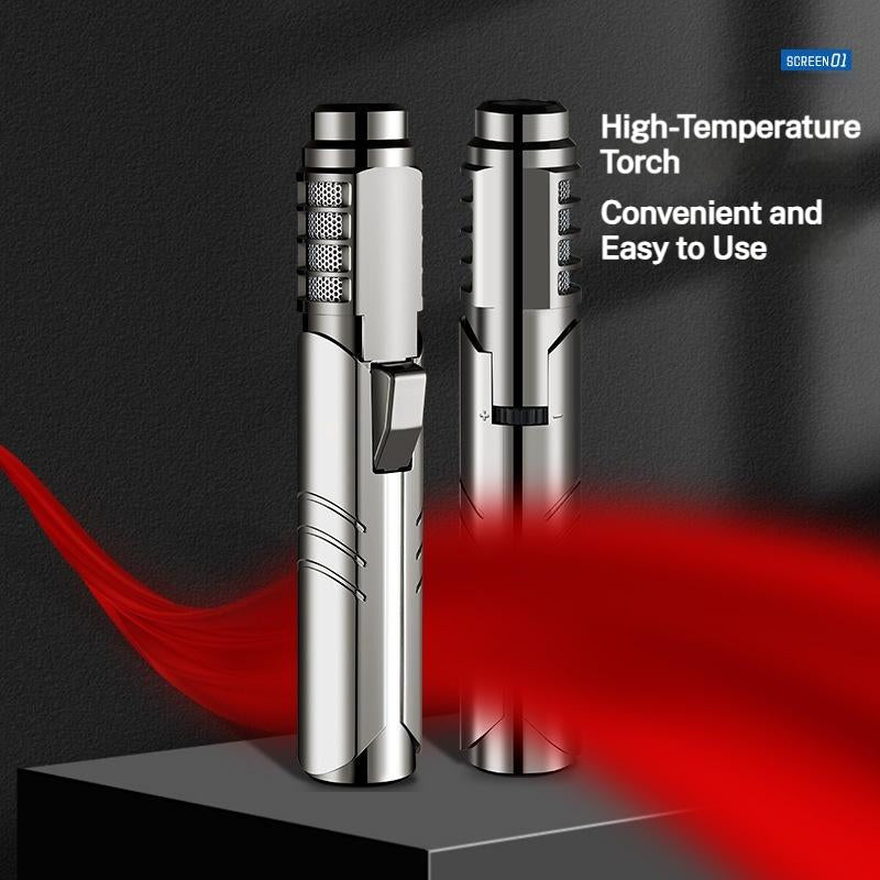 (Without Butane Gas)1800° High Temperature Spray Gun Butane Gas Lighter Metal Outdoor Windproof Blue Powerful Flame Blowtorch Jet Lighter Welding Tool Gift Box Packaging