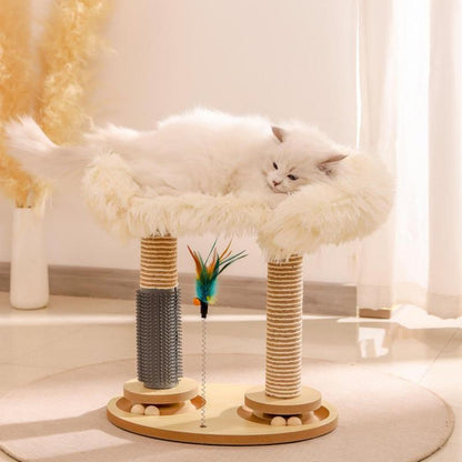 Cat Scratching Post with Feather Teaser Stick, 1 Set Multi-Functional Cat Scratcher, Cat Climbing Frame, Cat Furniture, Pet Supplies for Indoor Cats, Pet Products