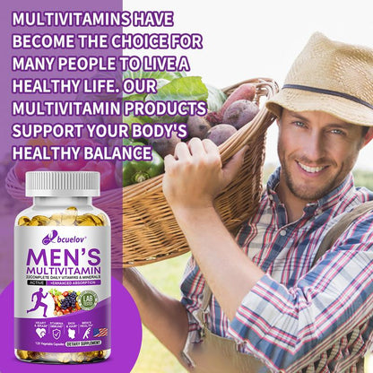 Bcuelov Men'S Multivitamin, with Vitamin A, C, D, E, B12, Zinc & More Essential Vitamins, for Energy, Focus, and Mens Health, 120 Capsules