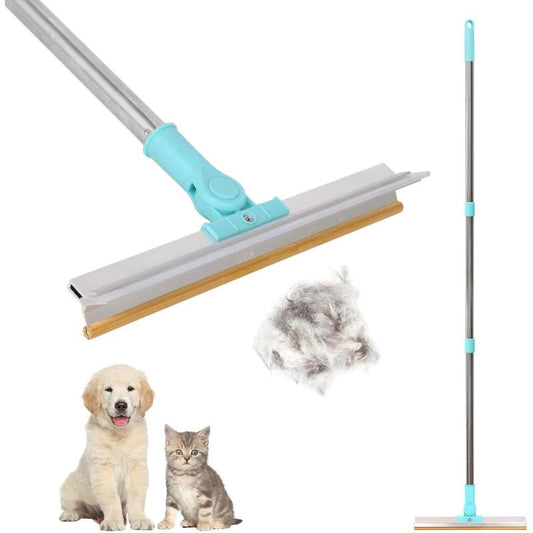 Pet Hair Remover, Adjustable Long Handle Pet Hair Removal Scraper Brush for Dog and Cat, Reusable Fur Broom for Car Furniture Mat Stairs