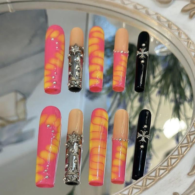 「Black Friday」Handmade 10Pcs Hot Girl Nail Set: Bold & Edgy Styles for a Fierce Look Radiant Salon Quality at Home Easy to Apply Instant Manicure