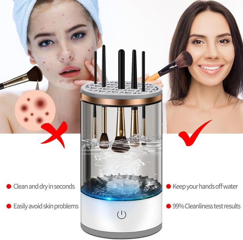 Cosmetic Brush Cleaner, 2025 Upgraded Electric Makeup Brush Cleaner Machine, Brush Blender, Brush Cleaner, Automatic Spinning Makeup Brush Cleaner