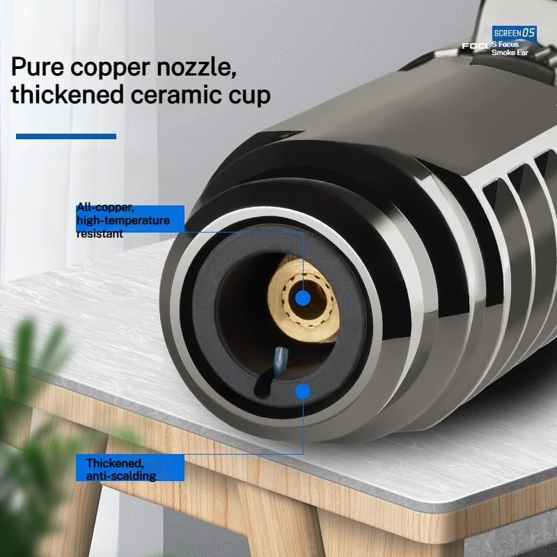 (Without Butane Gas)1800° High Temperature Spray Gun Butane Gas Lighter Metal Outdoor Windproof Blue Powerful Flame Blowtorch Jet Lighter Welding Tool Gift Box Packaging