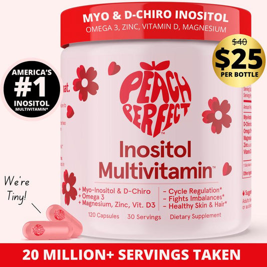 Peach Perfect Inositol Multivitamin - Peach Perfect Myo-Inositol, D-Chiro Inositol, Omega 3 Fitness Healthcare