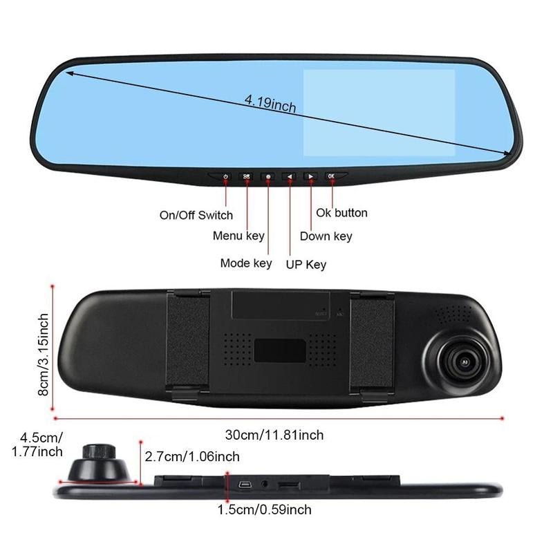 Car DVR with 32GB Card, 4.19 Inch TN Screen Car DVR, Front & Rear Dash Cam, Video Surveillance for Car, Car Electronics