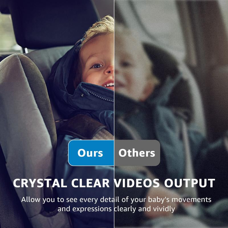 Baby Car Camera Grownsy HD Display with Night Vision Feature, 4.3 Inch Monitor for Baby Car Seat Mirror, Rear Facing for Baby'S Observation