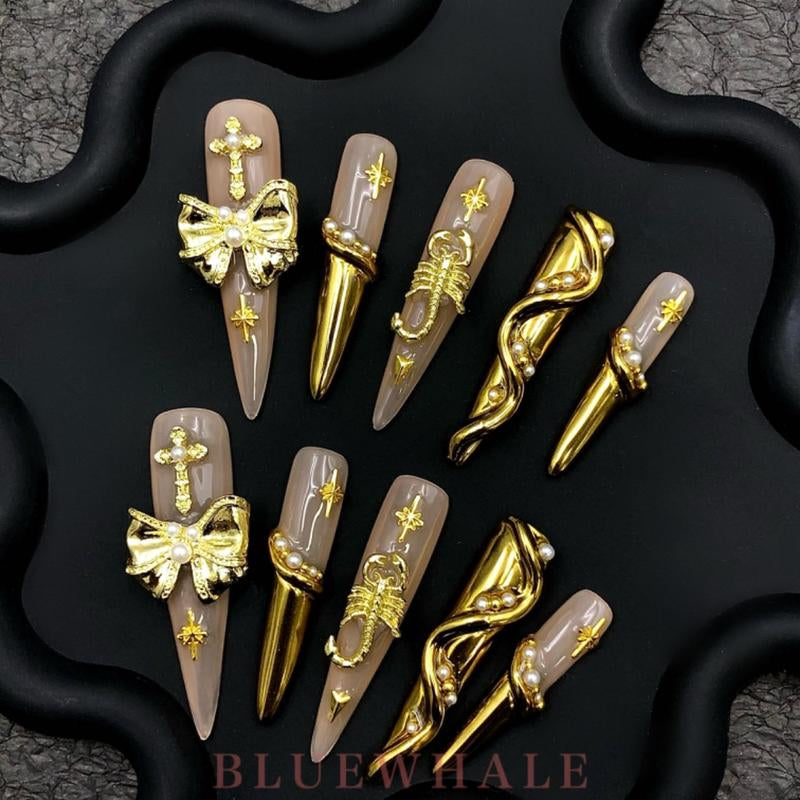 「Black Friday」Handmade 10Pcs Hot Girl Nail Set: Bold & Edgy Styles for a Fierce Look Radiant Salon Quality at Home Easy to Apply Instant Manicure