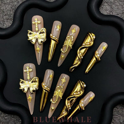「Black Friday」Handmade 10Pcs Hot Girl Nail Set: Bold & Edgy Styles for a Fierce Look Radiant Salon Quality at Home Easy to Apply Instant Manicure