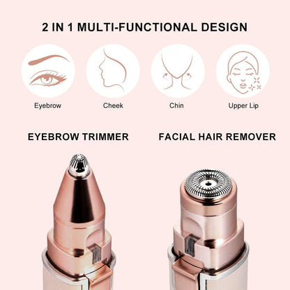 Electric Eyebrow Trimmer，Rechargeable 2 in 1 Facial Hair Trimmer,Portable Lady Shaver for Lip Facial Body Hair Removal Tool