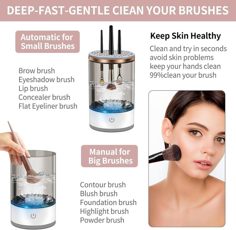 Cosmetic Brush Cleaner, 2025 Upgraded Electric Makeup Brush Cleaner Machine, Brush Blender, Brush Cleaner, Automatic Spinning Makeup Brush Cleaner