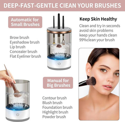 Cosmetic Brush Cleaner, 2025 Upgraded Electric Makeup Brush Cleaner Machine, Brush Blender, Brush Cleaner, Automatic Spinning Makeup Brush Cleaner