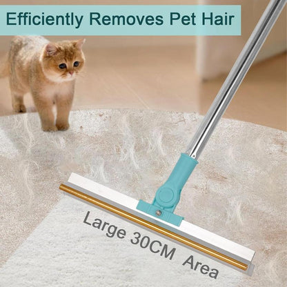 Pet Hair Remover, Adjustable Long Handle Pet Hair Removal Scraper Brush for Dog and Cat, Reusable Fur Broom for Car Furniture Mat Stairs