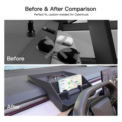 Tesla Topfit for Storage Accessories - Instrument Panel Tray Organizer with Phone Holder, Sunglasses Mount for Dashboard Automotive Organization
