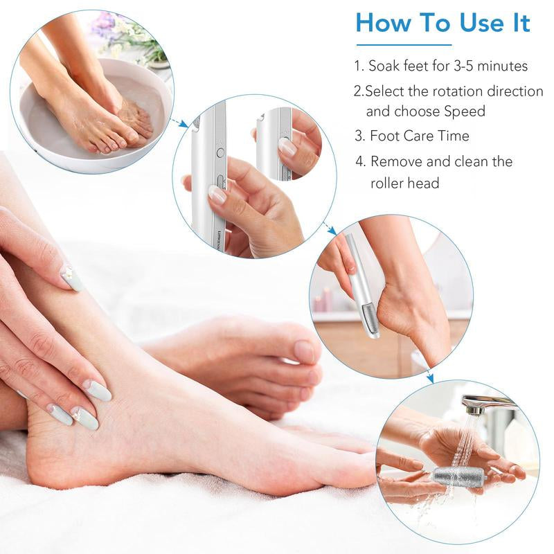Electric Feet Callus Remover,Portable Electronic Foot File Pedicure Tools,Waterproof Foot Scrubber File,Pedi Foot Care for Dead,Hard Cracked Dry Skin Manicure Nail Nail Care Cutics Nail Art