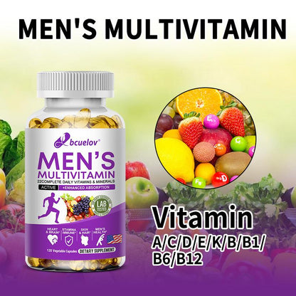 Bcuelov Men'S Multivitamin, with Vitamin A, C, D, E, B12, Zinc & More Essential Vitamins, for Energy, Focus, and Mens Health, 120 Capsules