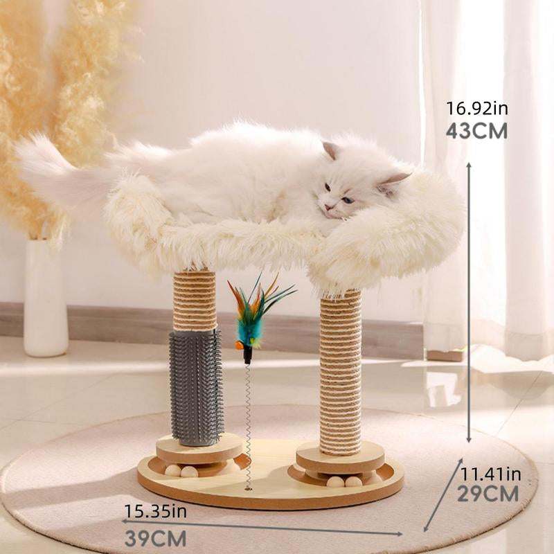 Cat Scratching Post with Feather Teaser Stick, 1 Set Multi-Functional Cat Scratcher, Cat Climbing Frame, Cat Furniture, Pet Supplies for Indoor Cats, Pet Products