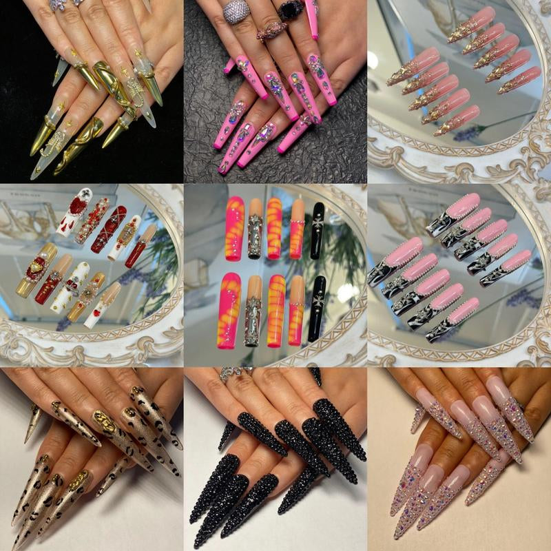 「Black Friday」Handmade 10Pcs Hot Girl Nail Set: Bold & Edgy Styles for a Fierce Look Radiant Salon Quality at Home Easy to Apply Instant Manicure