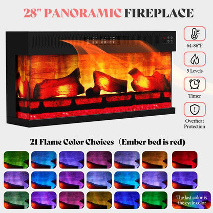 AMERLIFE 70"/60" Electric Fireplace with Mantel, Farmhouse 3-Sided Fireplace TV Stand for Tvs up to 75/65 Inch, Entertainment Center with LED Light